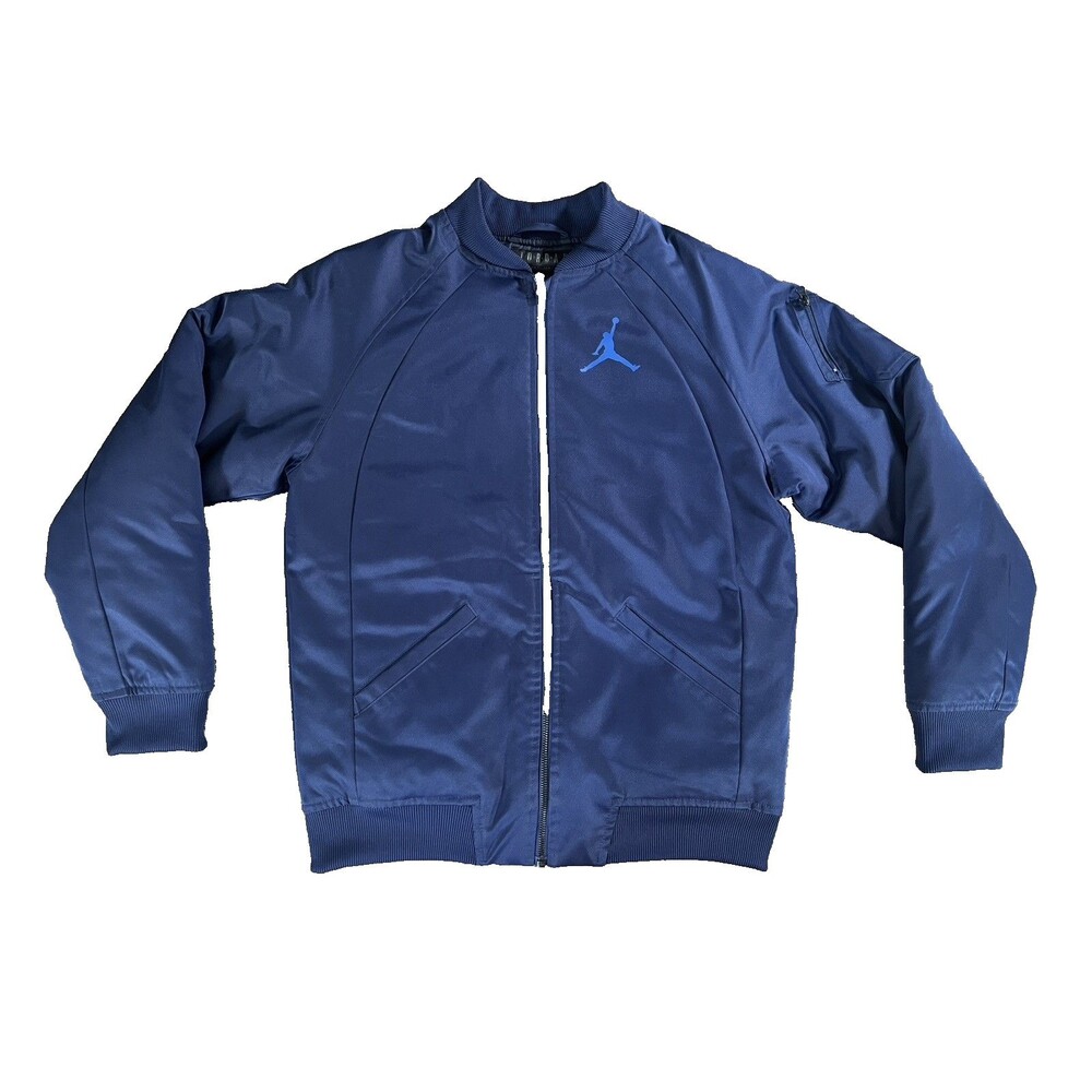 Nike Air Jordan Jumpman Blue Bomber Insulated Jacket Full Zip Vtg Y2K Youth XL